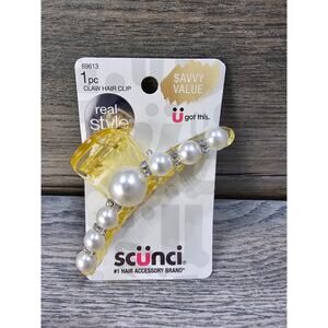 SCUNCI Real Style Claw Hair Clip Faux Pearl 3.5"